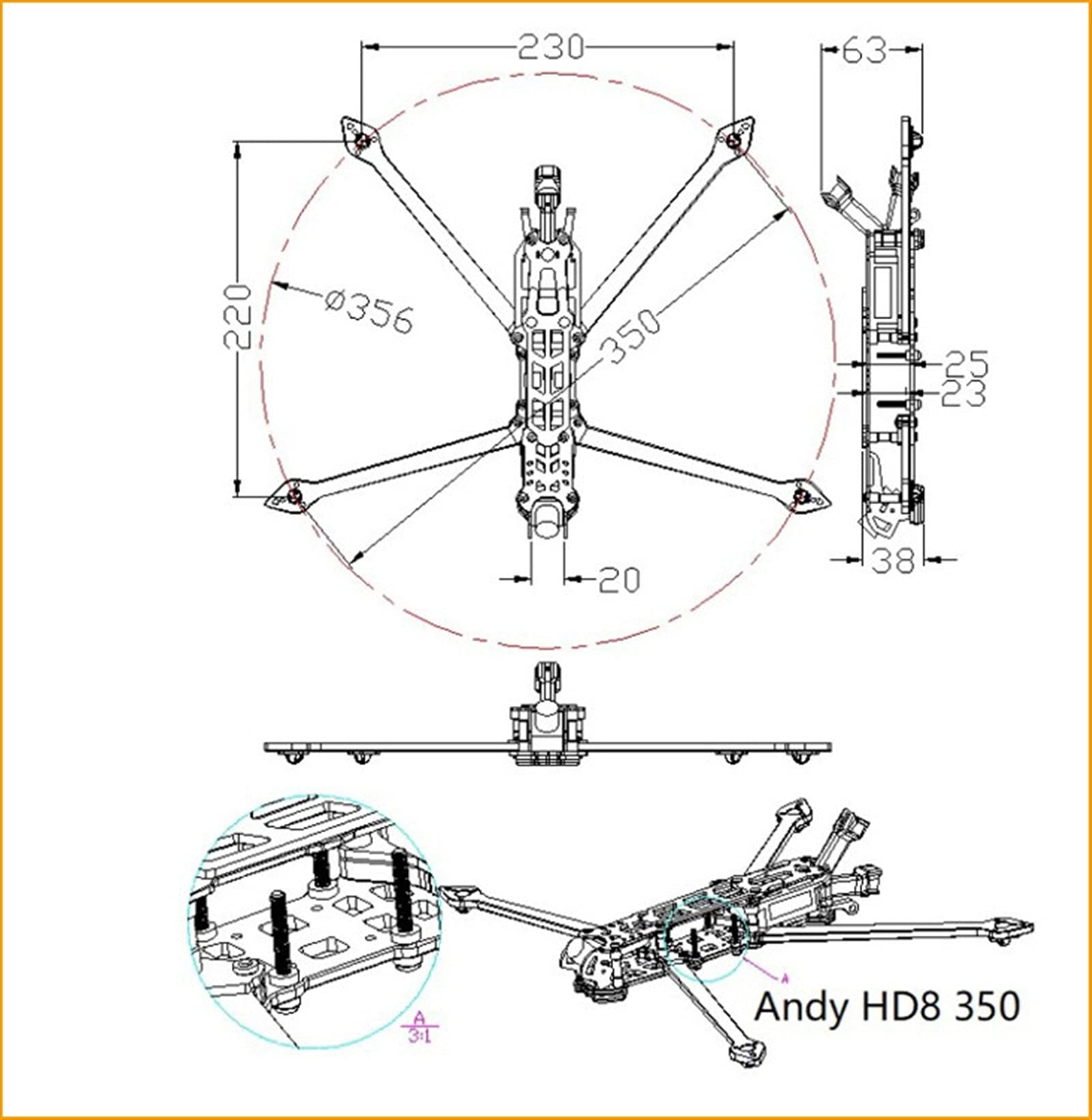 3K włókno węglowe XL5 V2 232mm XL6 283mm XL7 294mm XL8 360mm