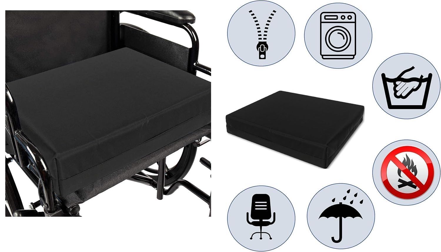 Cojín ortopédico de asiento para silla de ruedas para alivio de la presión para la salud de la columna vertebral, dolor de espalda baja, coxis, silla de oficina, asiento de coche, funda impermeable