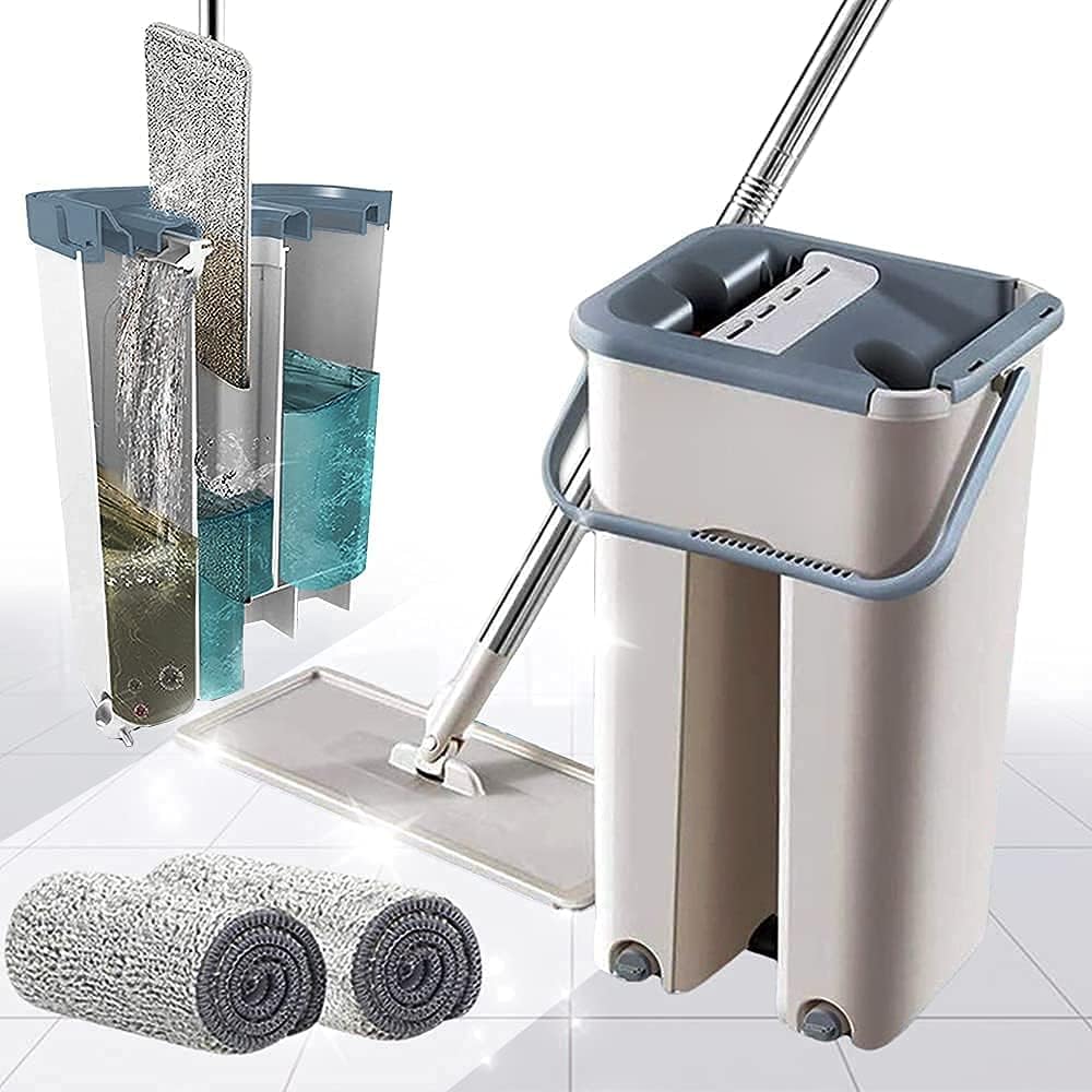 DP FASHION Microfiber Flat Mop with Bucket Cleaning Squeeze Hand Free Floor Mop, Extra 1 Reusable Mop Pads, Handle Scratch Mop (B0CVN822TG) Amazon Price History, Amazon Price Tracker