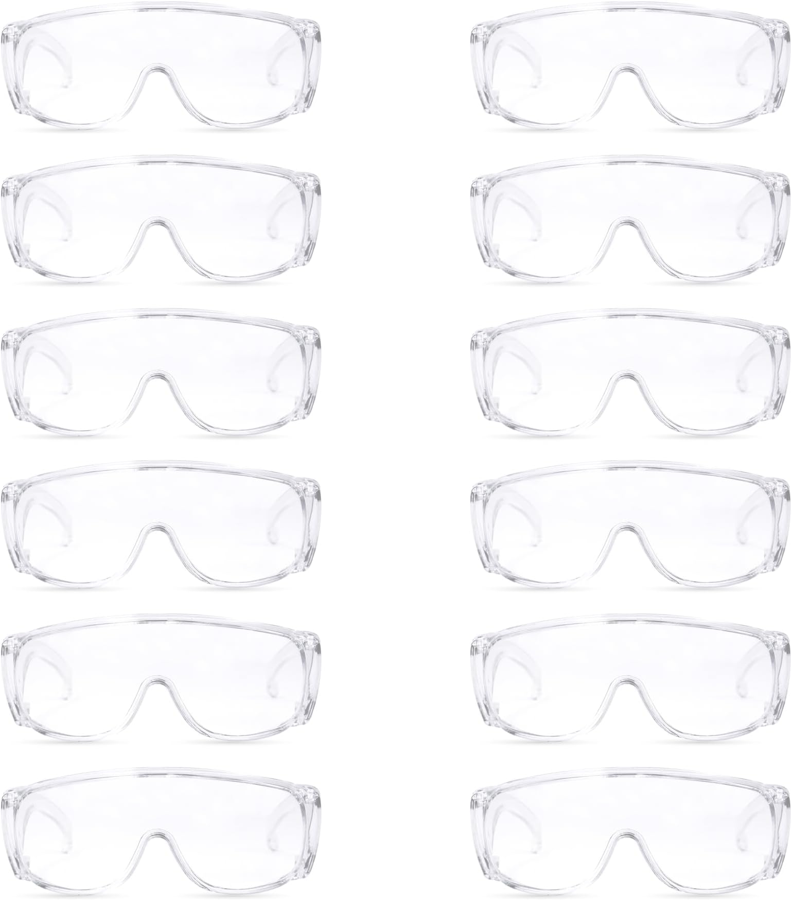 Queekay 12 Pairs Safety Glasses Clear Safety Goggles over Eyeglasses