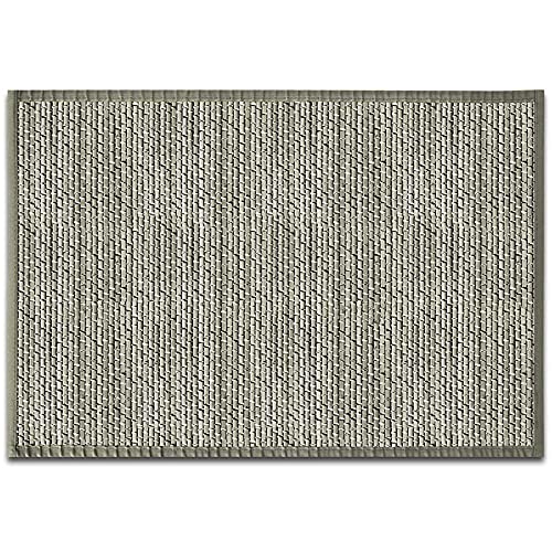 casa pura Tapis en Bambou Naturel hypoallergénique pour Salon, Chambre et Cuisine | Antidérapant et adapté aux Pieds Nus | Bordure Vert, 160 x 230 cm - Modèle Panda (Nature)