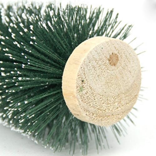 Miniatura 2 de 24 mini árboles de nieve de sisal de pino con base de madera, cepillo para botella, árboles, adornos de nieve de invierno, árboles de mesa para