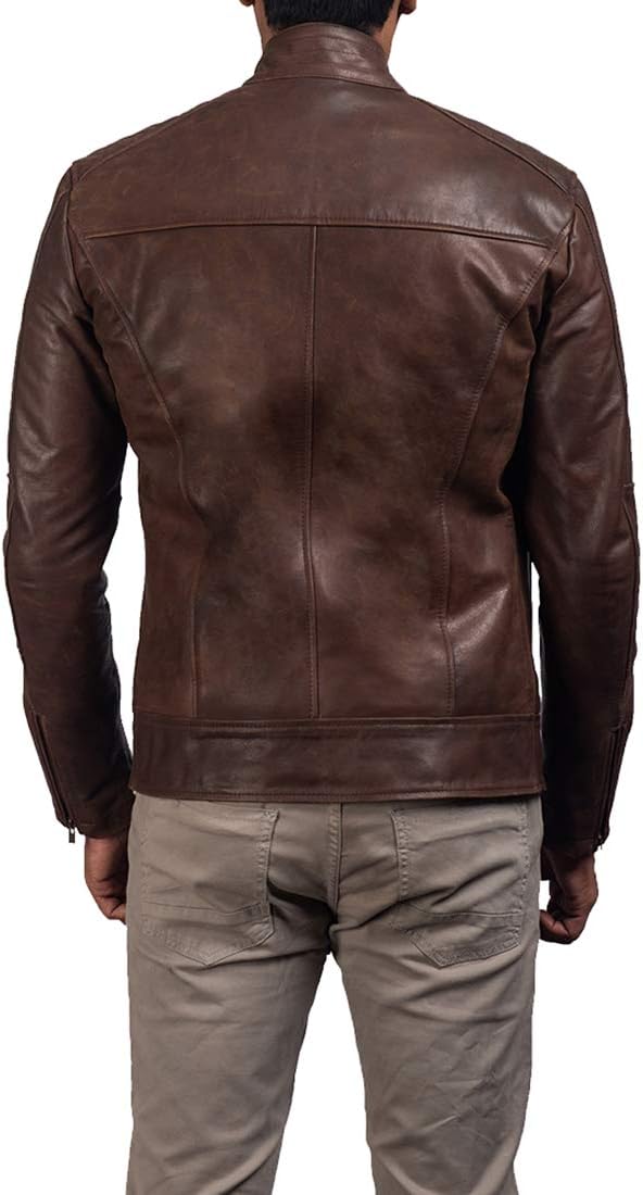 Buy A1 SKIN FASHION Leather Brown Jacket for Men's (Size : XS