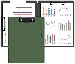DARKNESS File Cover Folder Clipboard, Profile Clip File Folder, 360 Degree Flip Writing Pad, PP File Clipboard for A4 and Letter Size Business, Office, School Papers (Dark Green)