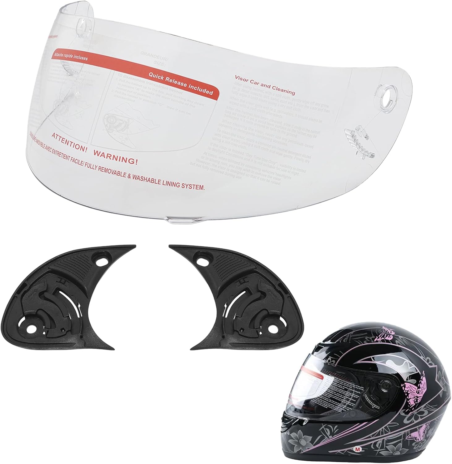 TCMT Visor de reemplazo transparente para casco integral de motocicleta y scooter, con visera abatible, para casco integral para adulto de TCMT,