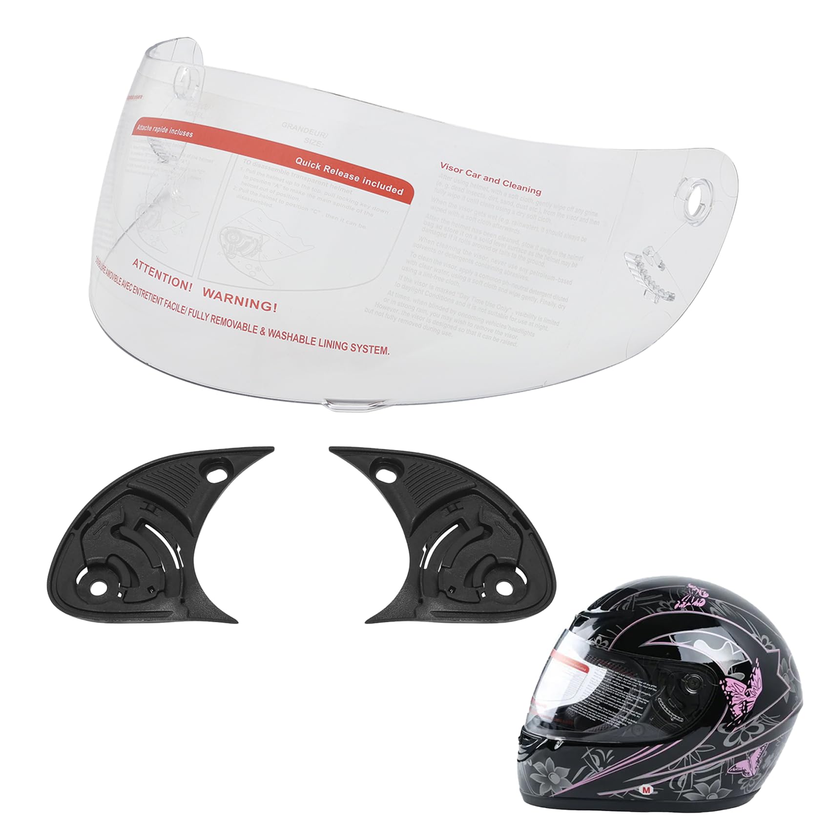 TCMT Clear Flip Up Full Face Helmet Visor Shield for Adult Motorcycle Scooters - Anti-Fog Anti-UV Anti-Scratch Replaceme