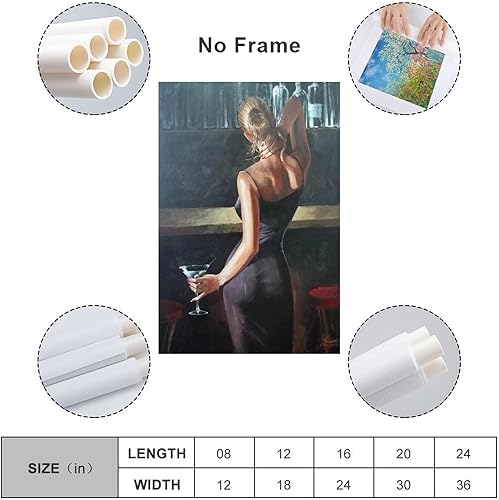 Miniatura 2 de Póster artístico para pared, diseño de mujer sexy con vestido azul, sosteniendo copa de vino, decoración de pared, póster de lienzo Painti, lienzo,