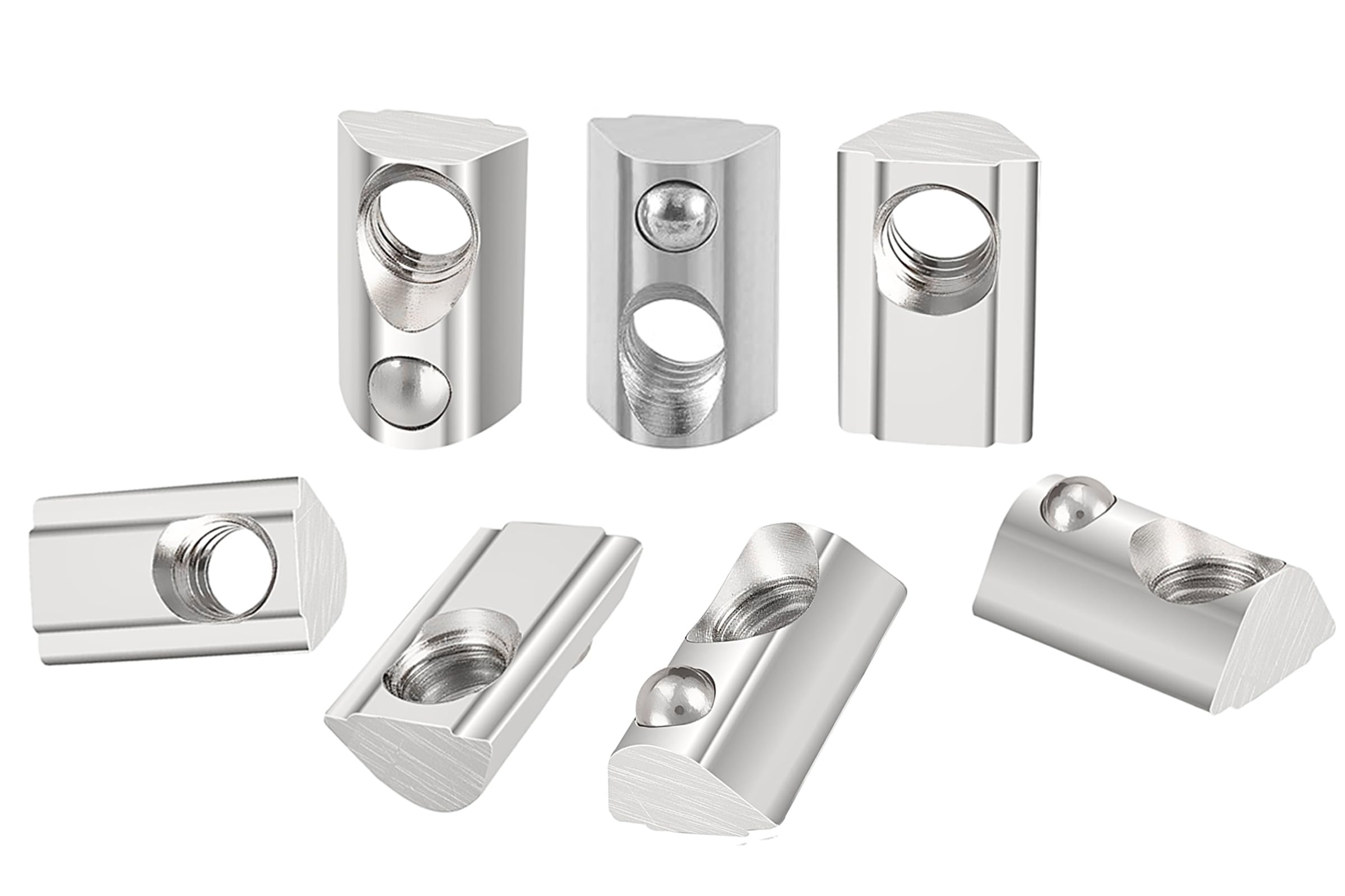 HXJDAM 40 Stück Nutensteine M5 Nut 8 mit Zentrierung Kugel, T Nutsteine 30-Serie M5 Aluprofil 30x30 Kohlenstoffstahl Gleitmutter mit Federkugel für Alu C Profil 3D Drucker, CNC, Europäische Norm
