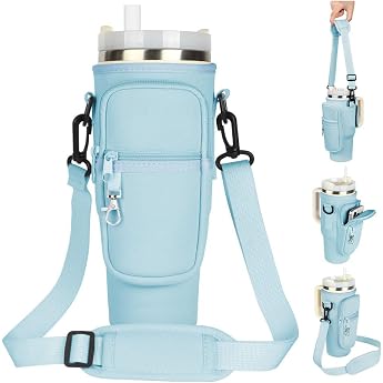 Bag for Stanley Cup 1.2L/40oz Stanley Cup Accessories Water Bottle Holder Stanley Cup Bag Bag with Mobile Phone Pocket Carabiner and Adjustable Shoulder Strap for Travel Hiking Running Cycling