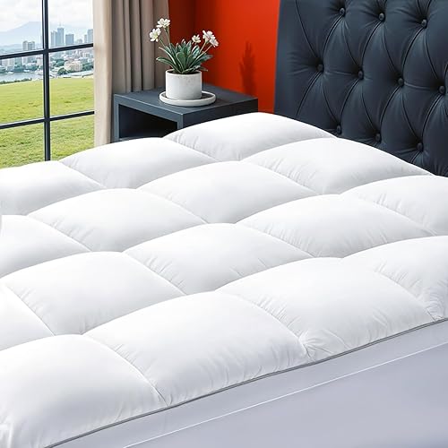 Cubrecolchón refrescante extra grueso Protector de colchón que reduce el dolor, protector acolchado suave, alternativa de relleno excesivo, parte