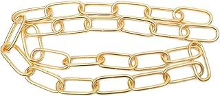 TEHAUX Alloy Chain Link Chain 1M in Length Iron Copper Chain Durable 4MM Thick Hanging Chain Handy Link Utility Crystal Lamp Chain Lighting Accessories (Golden) Link Iron Chain