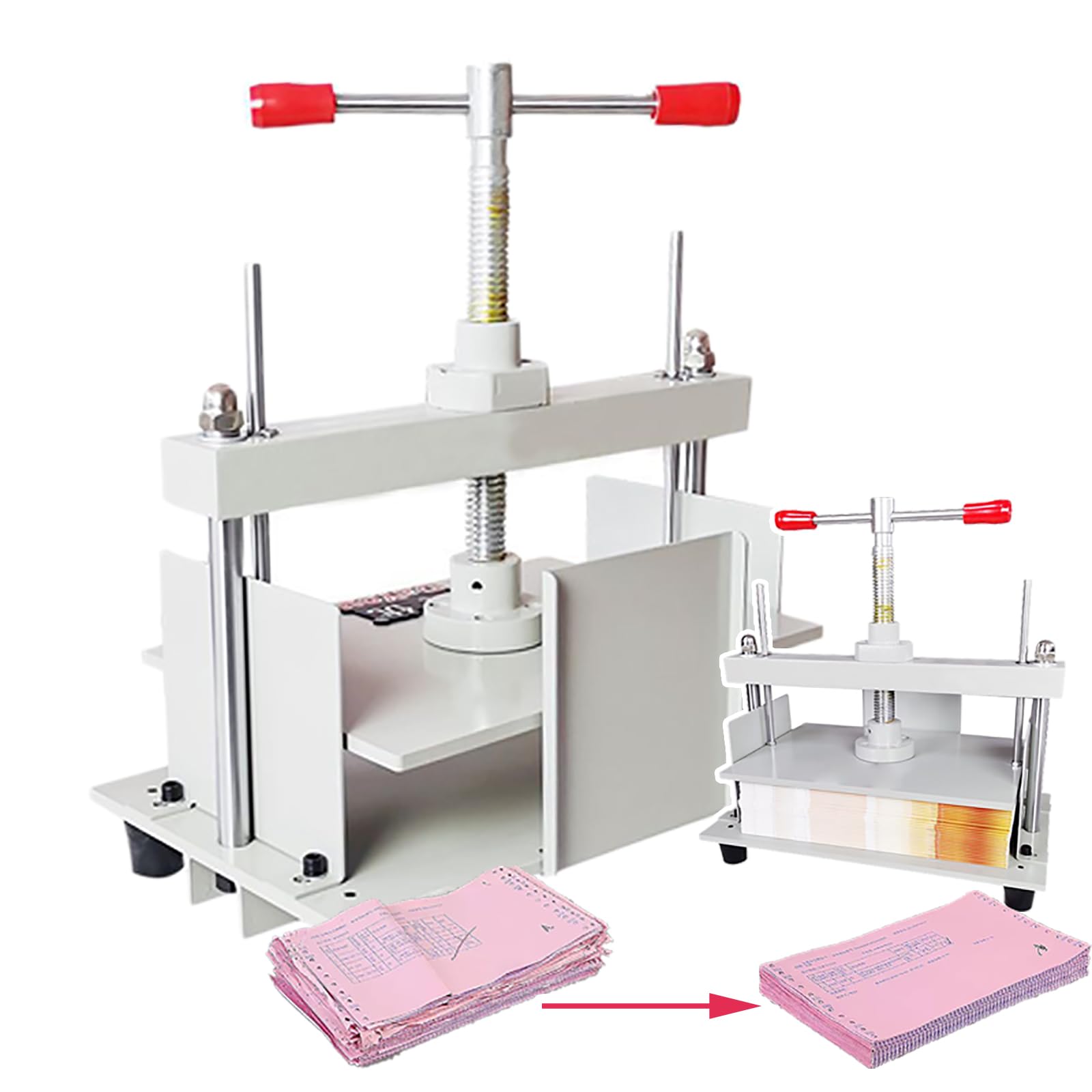 Pressa per Rilegatura Manuale (A3 A4 A5), Macchina per Appiattire La Carta, Macchina per Appiattire L'acciaio, Pressione: 1500 kg, Deflettori A 3 Lati, per Documenti, Libri,A5