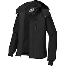 Men's Mountain Snow Waterproof Ski Jacket Detachable Hood Windproof Fleece Parka Rain Jacket Winter Coat