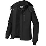 Men's Mountain Snow Waterproof Ski Jacket Detachable Hood Windproof Fleece Parka Rain Jacket Winter Coat
