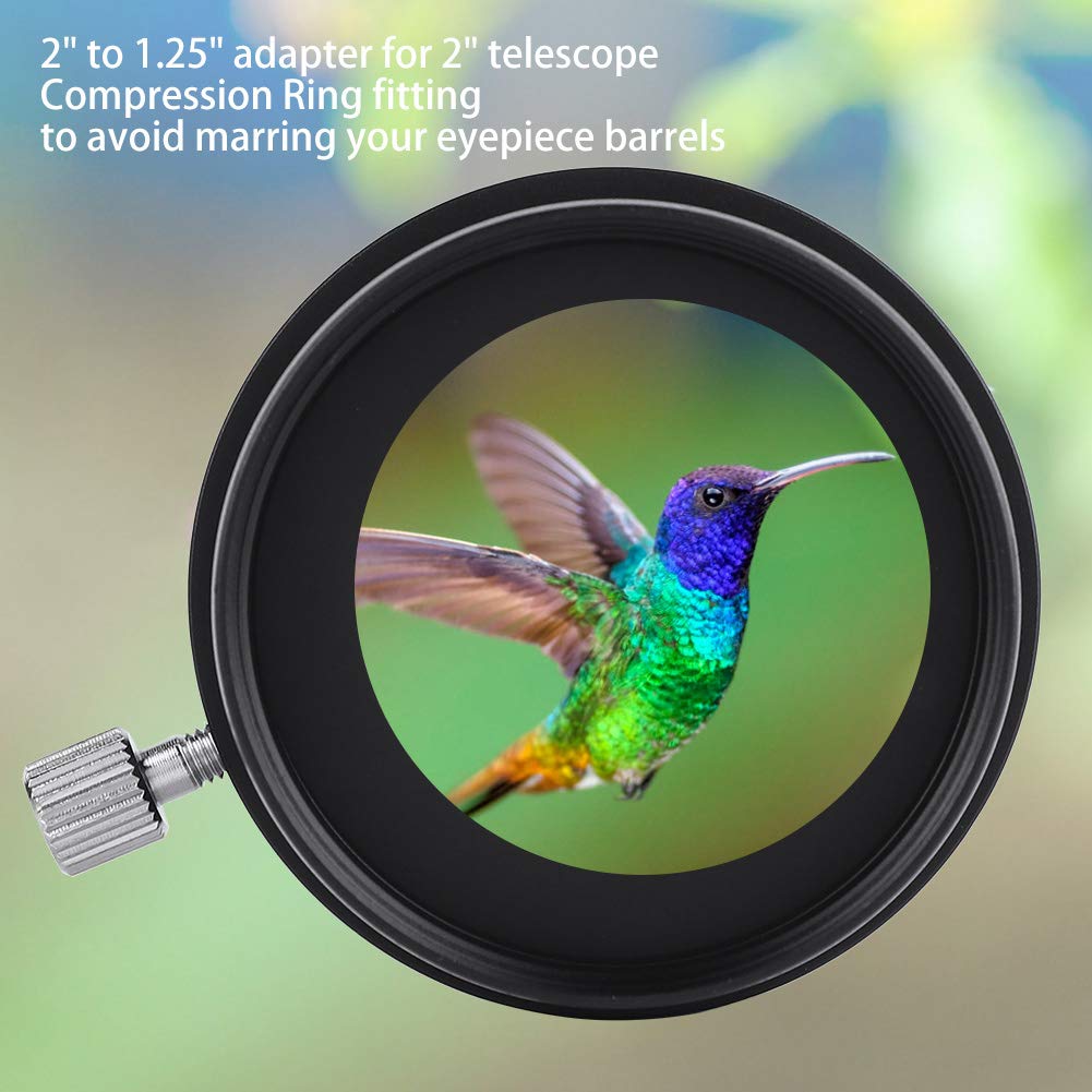 2 to 1.25 Telescope Eyepiece Adapter, 2 to 1.25 Telescope Eyepiece Mount Adapter Black Metal Accessories Adaptor