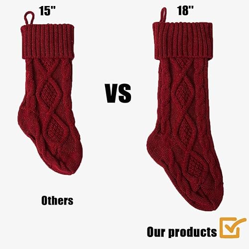 Miniatura 7 de Fesciory Paquete de 6 calcetines de punto trenzado de 18 pulgadas de tamaño grande para regalos y decoraciones para fiestas familiares de Navidad,