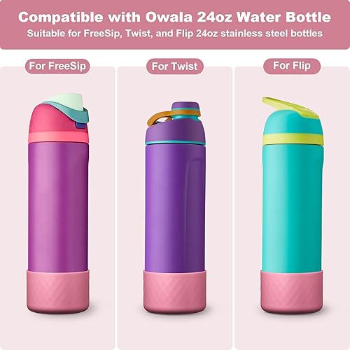 Vista 121 de 2PCS Silicone Water Bottle Boot for Owala 24oz 32oz 40oz, Anti-Slip Protective Sleeve Bottom Bumper Protector for FreeSip, Twist, and Flip Stainless