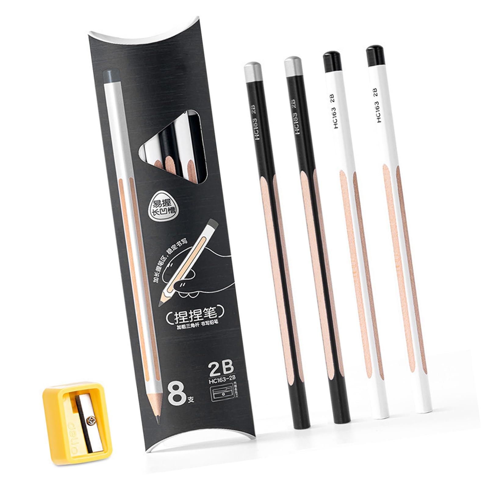 Xinsheinelry 2B Grooved Triangular Pencils Writing Pencil School Supplies Drawing for Students School Exams Exam