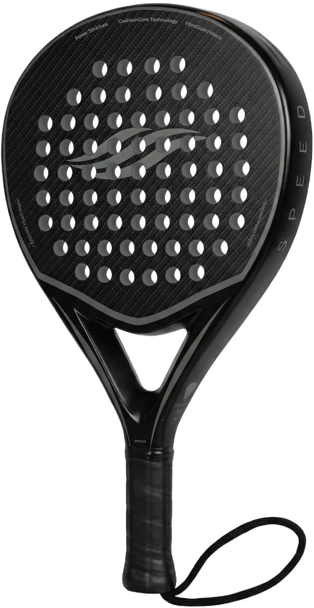 Racchetta Padel Apexus - Telaio e superficie interamente in fibra di carbonio | Racchetta da paddle a forma di lacrima con tecnologia CushionCore, matrice FibreGuard e Power Structure