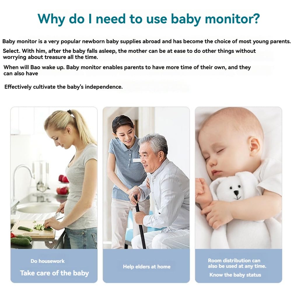 Audio Baby Monitor Fili Sorveglianza Bambino Lunga Distanza Suono Cristallino Indicatori Luminosi