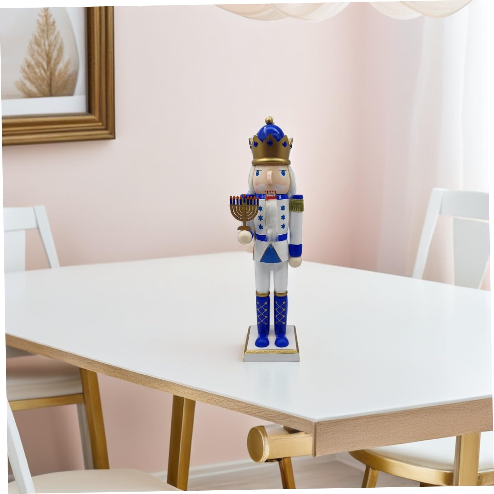 ULTECHNOVO Cascanueces de Hanukkah Madera Figura de Soldado Decoración de Mesa Letrero de Menorá Adorno Festivo Judío para Fiestas y Hogar