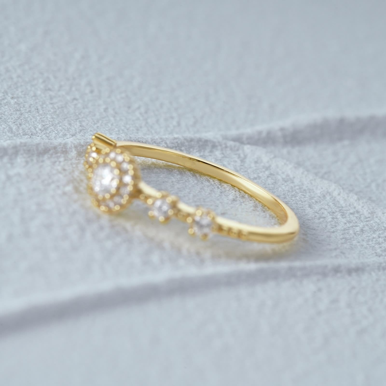 KnSam Anillo de compromiso de oro amarillo de 9 K/14 K, Moissanit Au375/585, oro amarillo, anillos clásicos de boda delicados, oro real, tallas 47-62