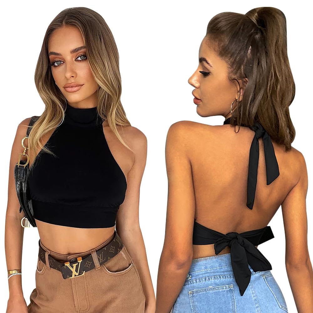 Damen Crop Top Mit Neckholder - Ärmelloses Top Für Party & Freizeit