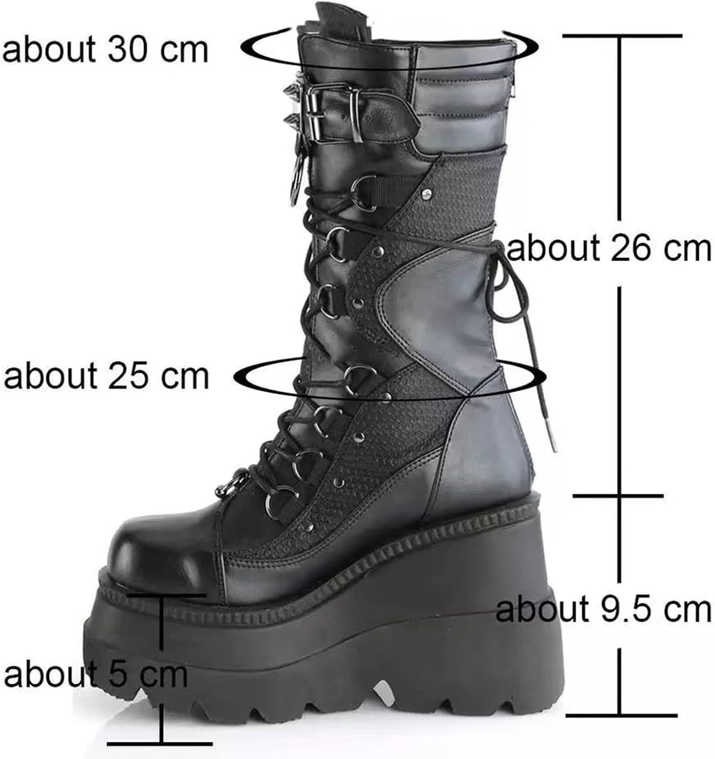 ZKXYFFS Platform Ankle Boots for Women Chunky High Heel Booties Punk Goth Round Toe Combat Boots Womens Lace Up Motorcycle Wedges Boots