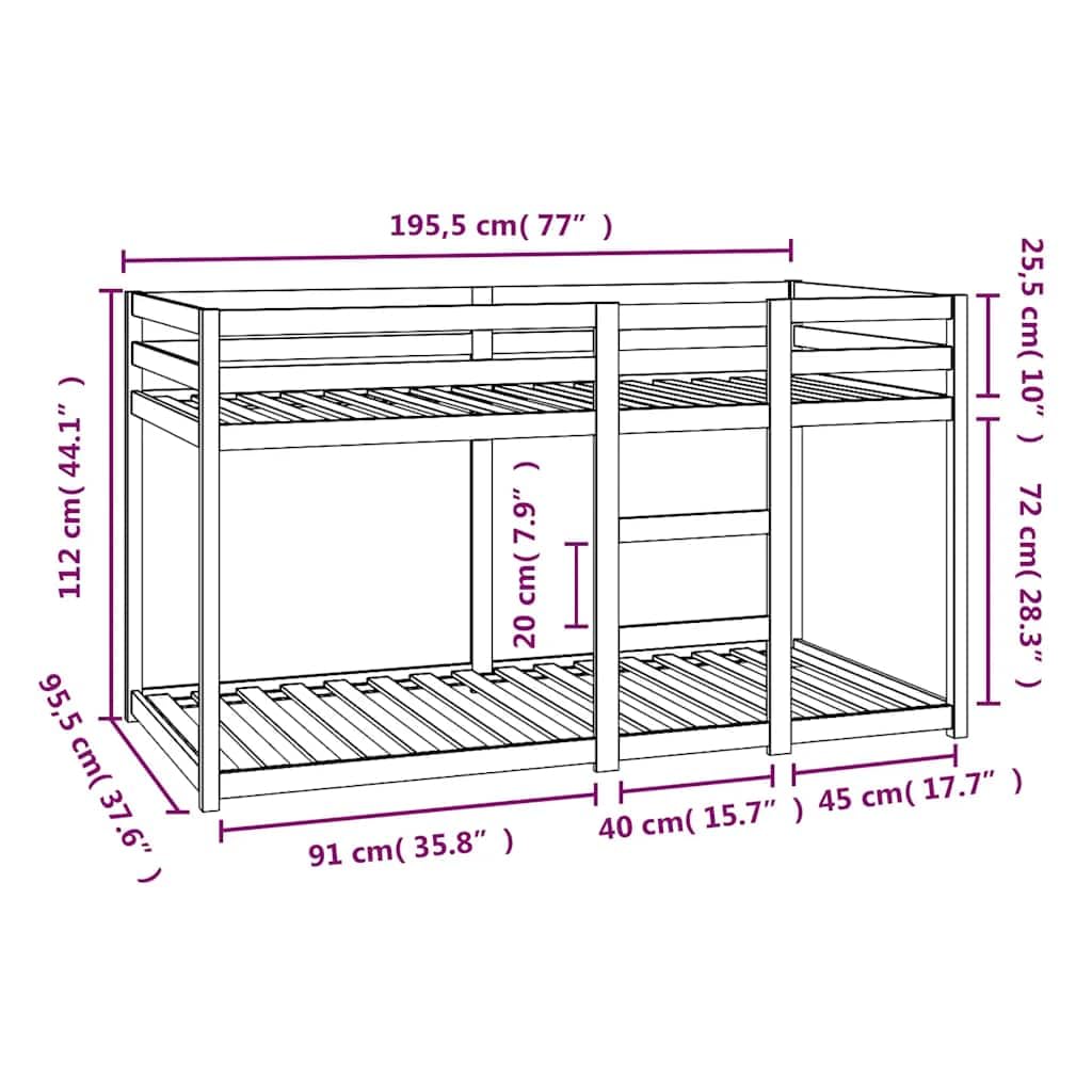 Générique Lit superposé sans Matelas 90x190 cm Bois de pin Massif, Meubles, Lits & Accessoires, Lits & Cadres de lit, Brun, (Poids 33.68KG)