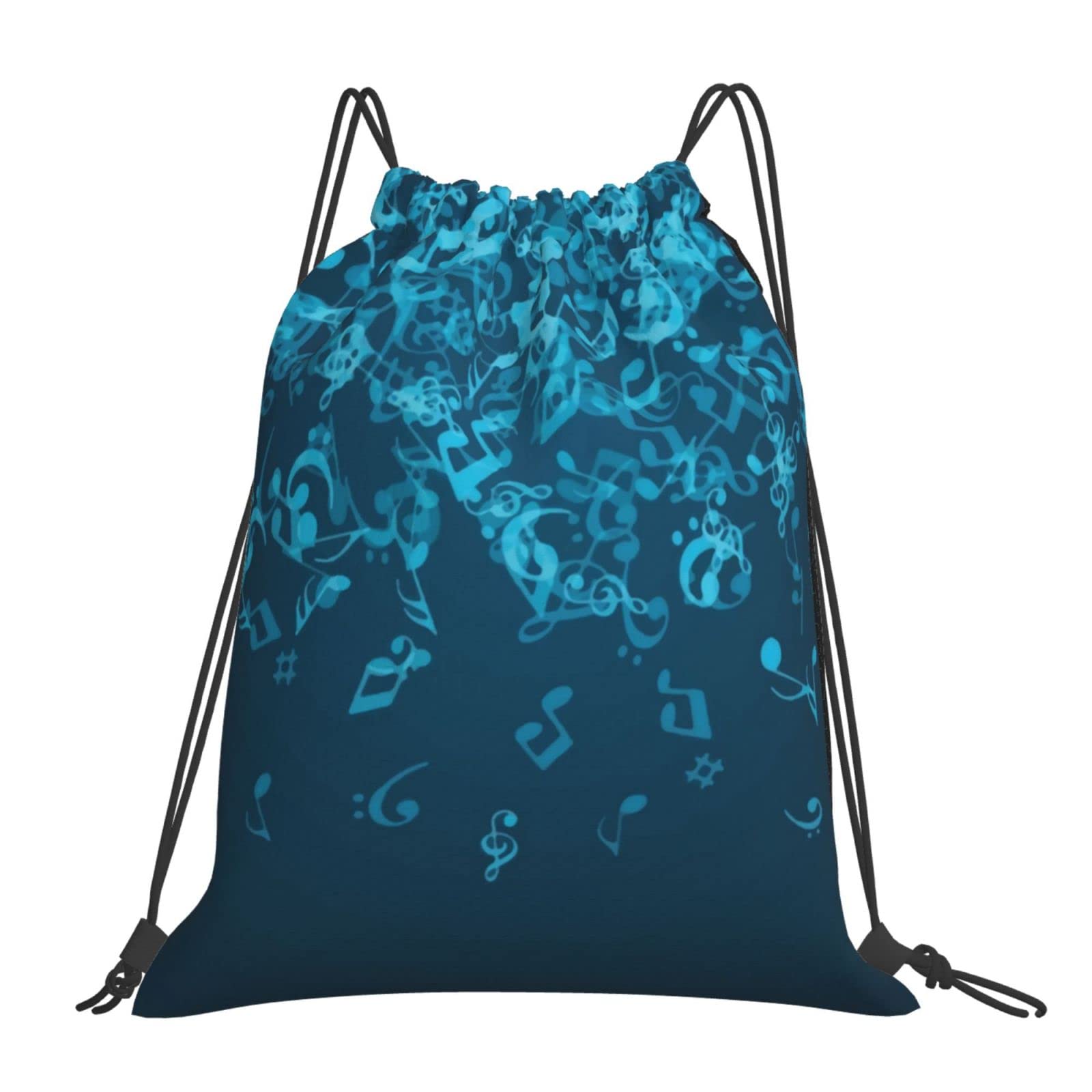 Richugui Unisex Black Drawstring Backpack Music Mark Blue Drawstring Bags Sports Gym String Bag For Women Men Backpacks Training Yoga Bags