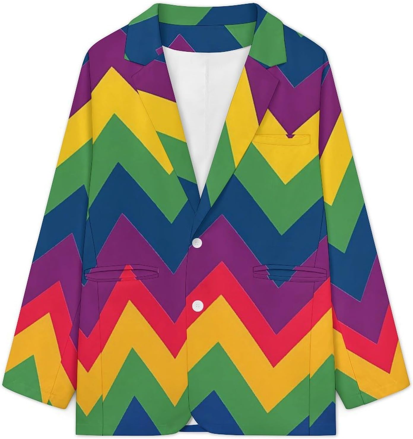 Vintage Rainbow Pattern Mens Blazer Two Button Suit Jacket 6XL