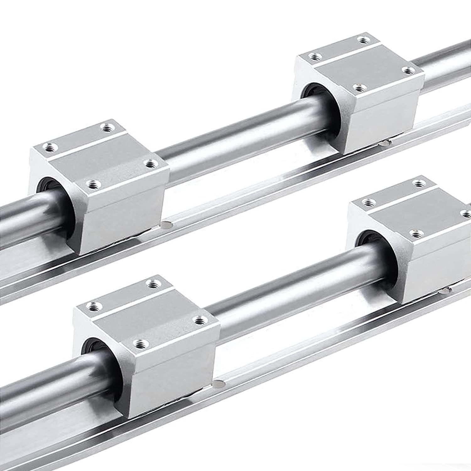 CNCMANS SBR16-500/1200/1200 mm - 6 guides linéaires de 16 mm avec 12 blocs coulissants SBR16UU + SFU1605-500/1200/1200 mm en acier inoxydable avec vis circulaires BF12 / BK12 et accessoires CNC.
