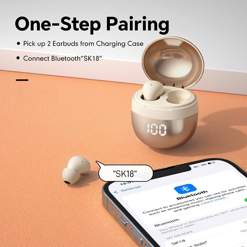 Image of Xmenha Invisible Mini Small Earbuds Wireless Bluetooth, Skin Tone Comfortable Discreet Tiny Hidden Micro Smallest Sleep Earbuds Low Profile Headphones for Work Ear Buds for Small Ears Canals Women
