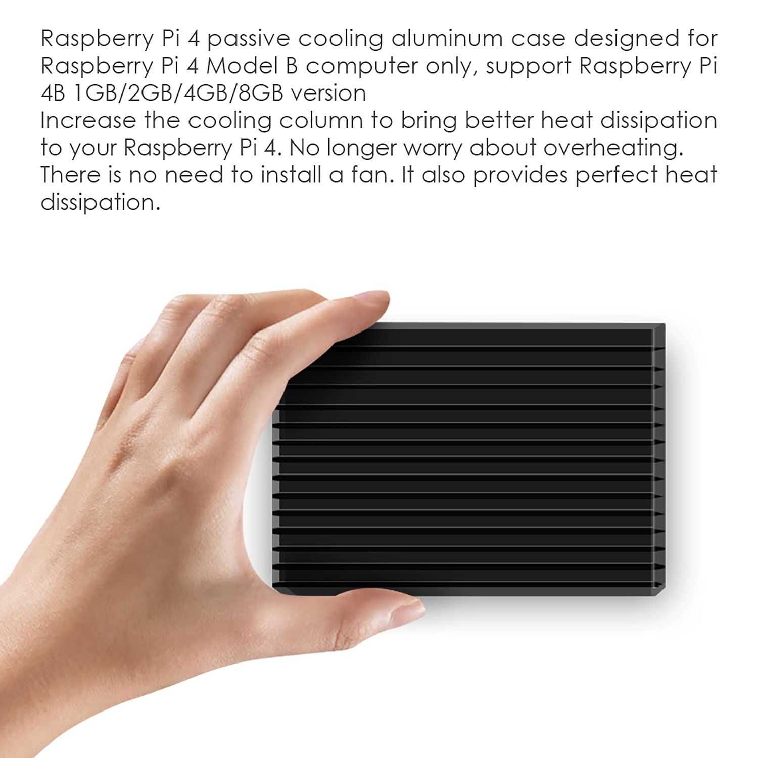 Owootecc Raspberry Pi 4 Case with Cooling Column – Aluminium Alloy Metal Case with Integrated Heatsink, Fanless Design for Raspberry Pi 4 Model B (Grey) — view 6