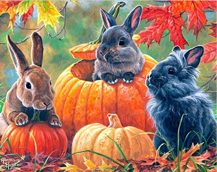 Pumpkin Patch Bunnies 300 Piece Abraham Hunter Jigsaw Puzzle