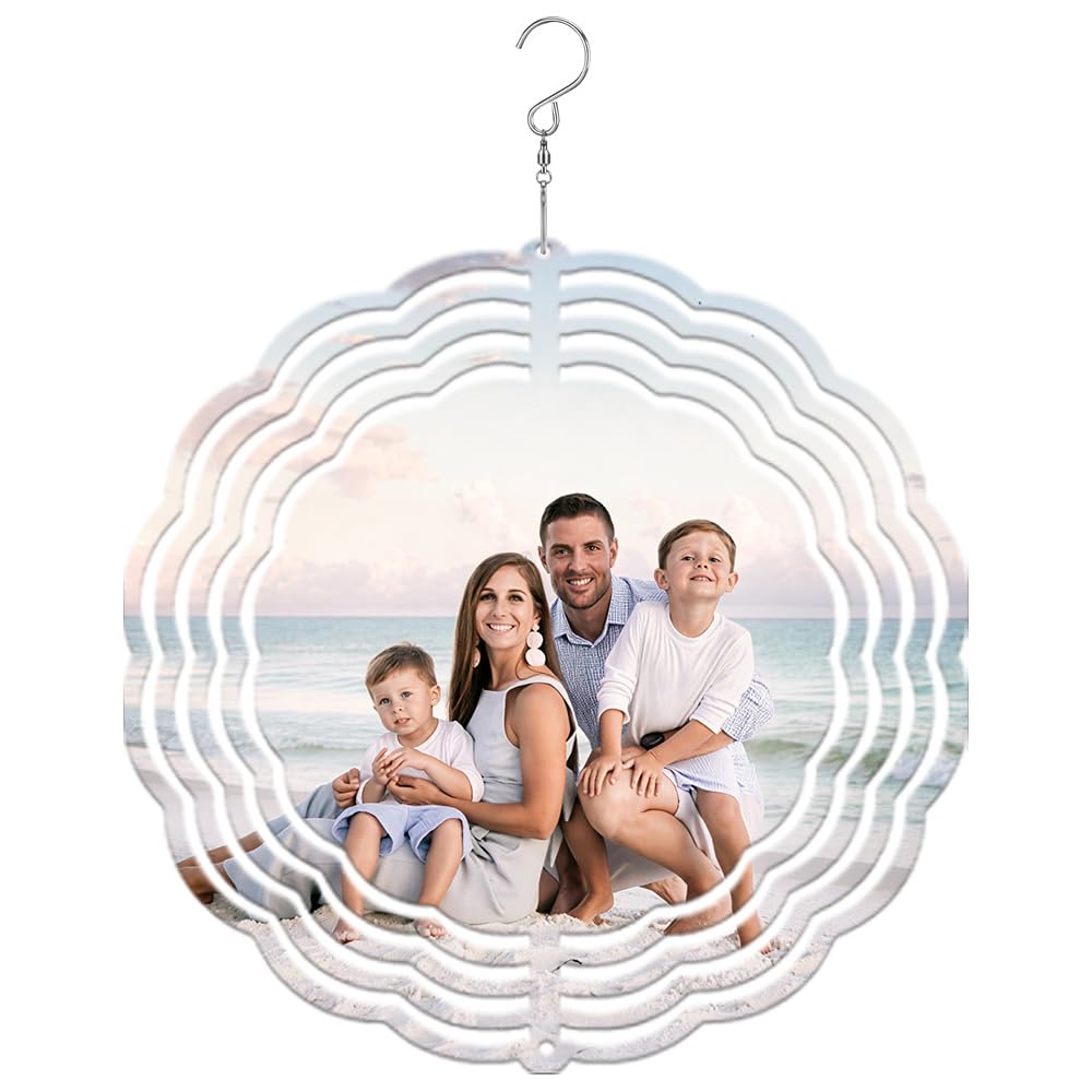 Muralscape Personalized Wind Spinner with Photo and Text,6" Metal Mandala Wind Spinners Outdoor Waterproof,Hanging Wind Spinners for Garden,Yard,Patio,Tree,Porch Birthday Gifts for Women