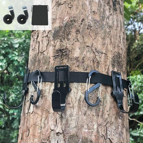 Woxiove Tree Stand Straps Bow Hanger with Metal Hooks, High Loading Saddle Hunting Accessories, Gear Hanger for Hunting, Hiking, Camping with Storage Bag (Two Straps)