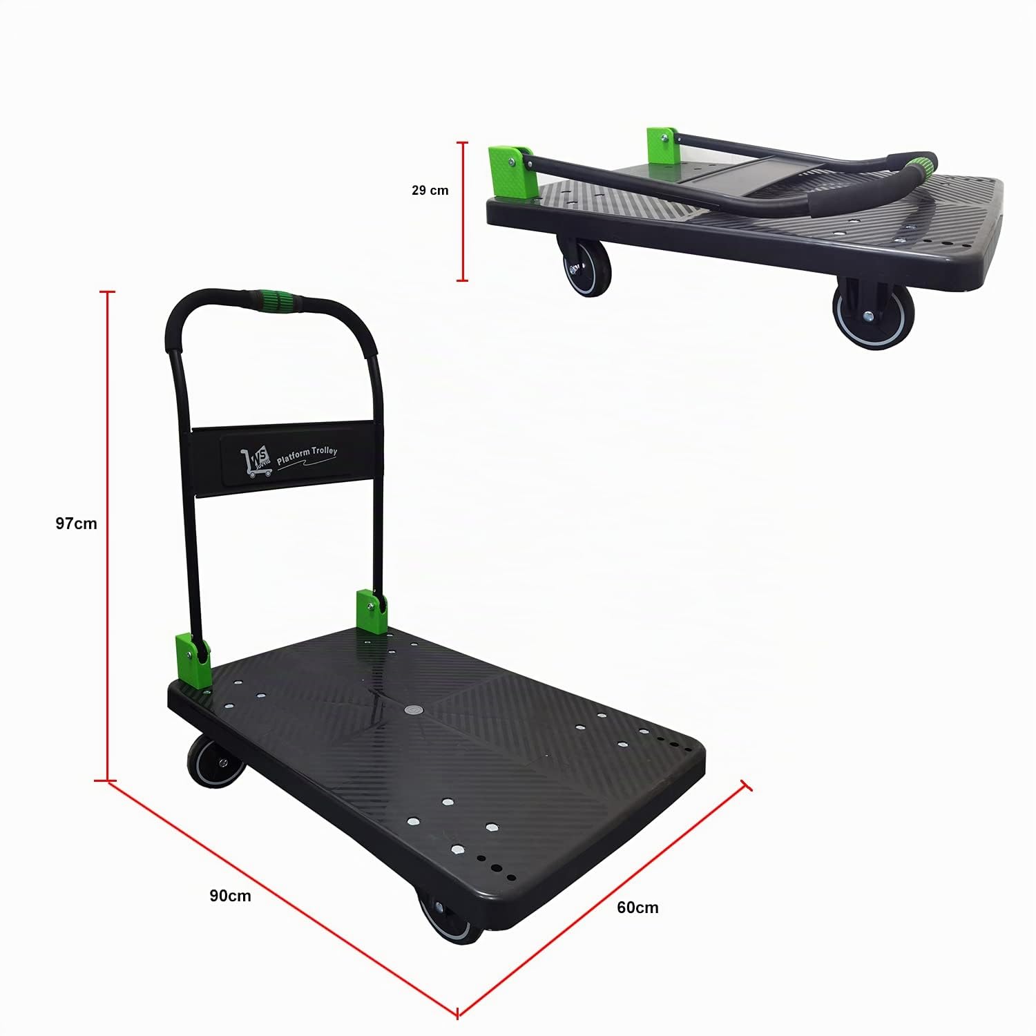 N&S Juvyig - Chariot de transport pliable à une main - 350 kg - Avec freins