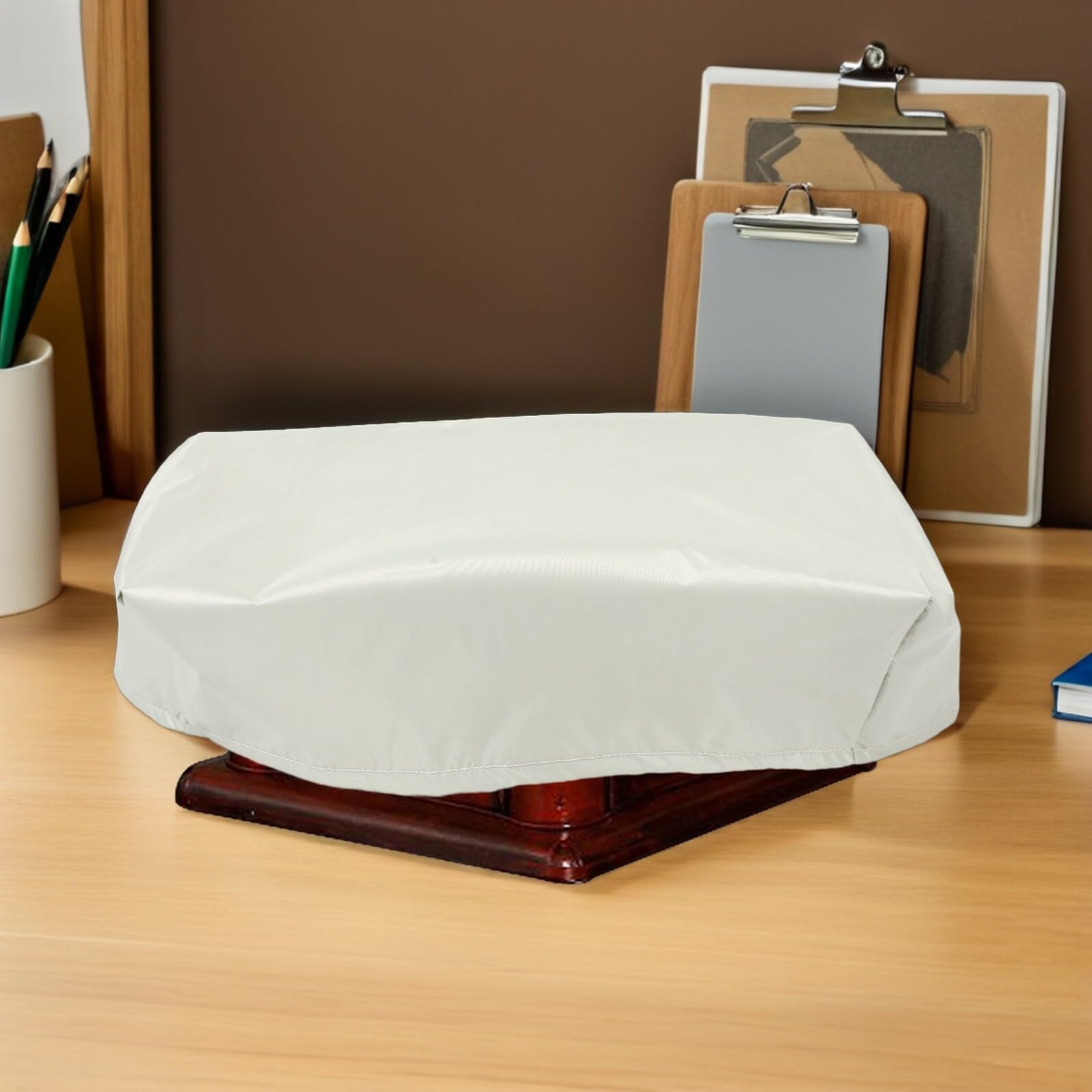 Angoily Housse Anti-poussière Protection pour Platine Vinyle Vintage Beige en Tissu Oxford pour Tourne-disque Résistante aux Rayures et Portable en Salon ou Chambre