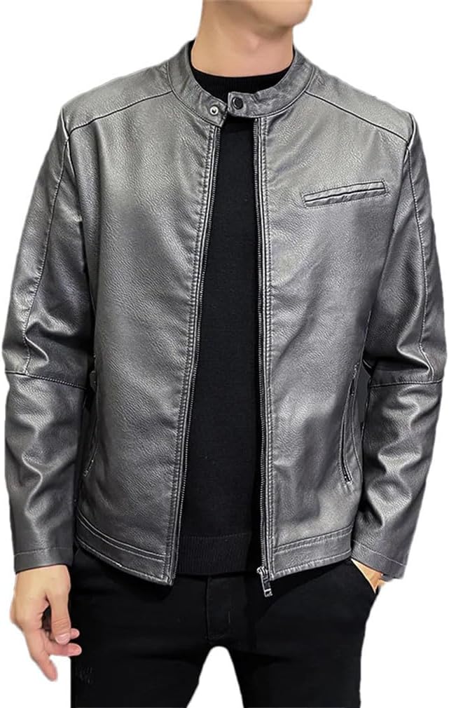 Spring Winter Faux Leather Jacket for Men Casual PU Jackets Motorcycle Coats Male Solid Business Coat