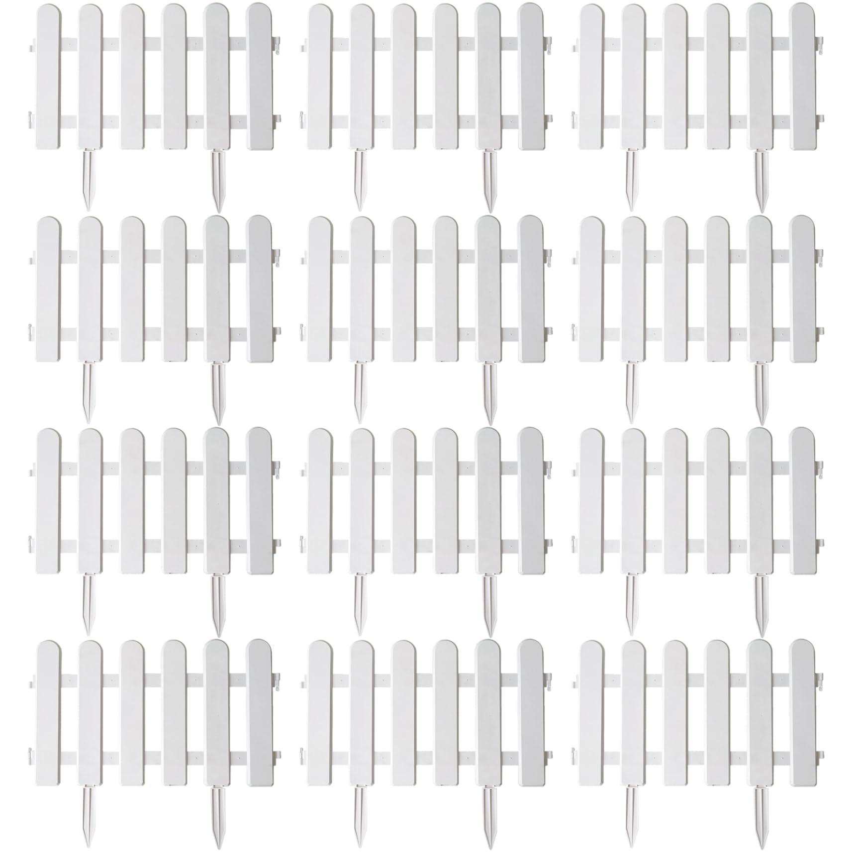 White Garden Fence, 12Pcs White Picket Fence, Plastic Picket Inserts Hedge, 20x12 for Garden, Landscaping, Farms
