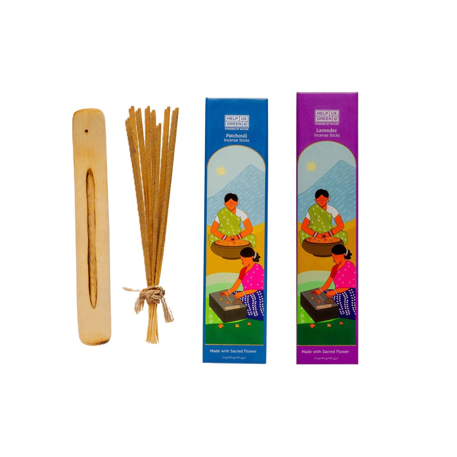 Natural Incense Sticks Patchouli+Lavender Fragrance (2 Packs, 40 Sticks Per Pack) - HelpUsGreen