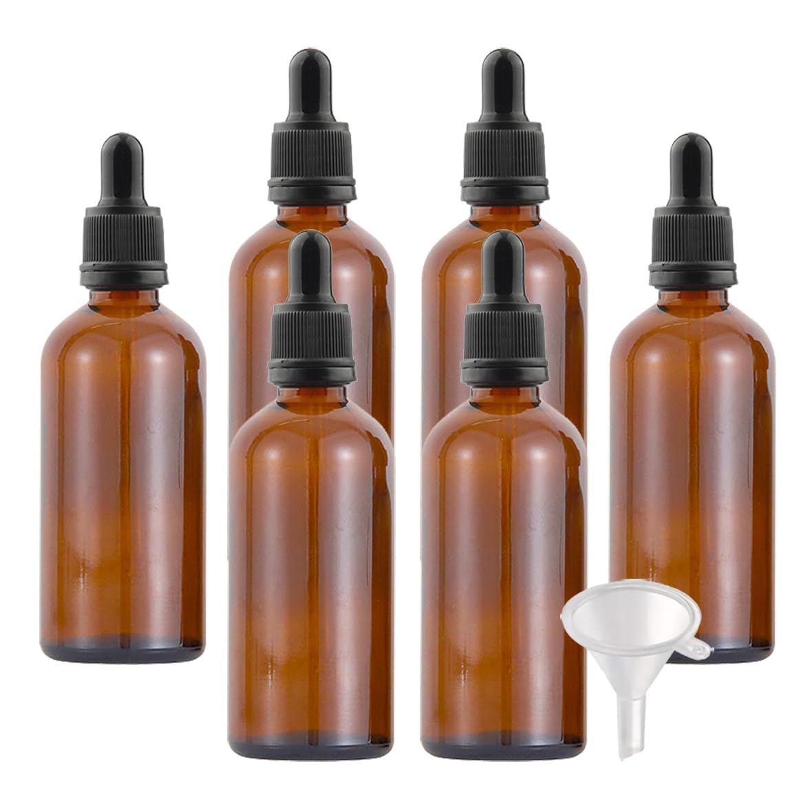 12 Stück 100ml Braun Glas Pipettenflaschen mit Glas-Pipetten und manipulationssicherem Schraubverschluss für ätherische Öle Aromatherapie