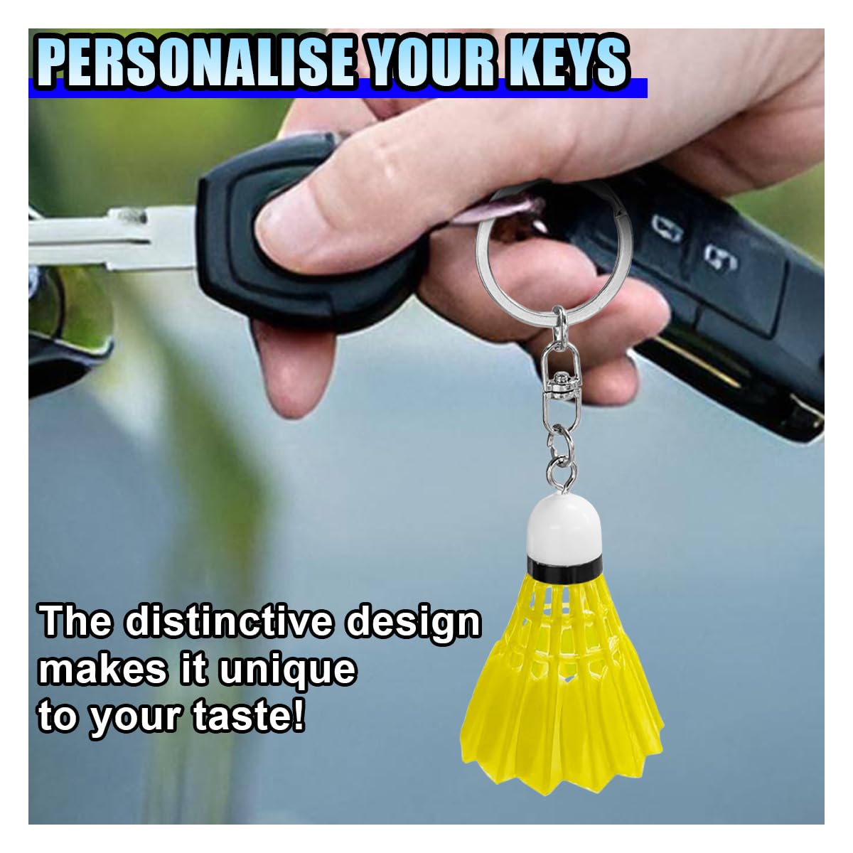 Mini Badminton Car Key Chain Personalized Auto Key Fob Keychain Holder Key Ring Decoration Accessories for Women Men — view 3