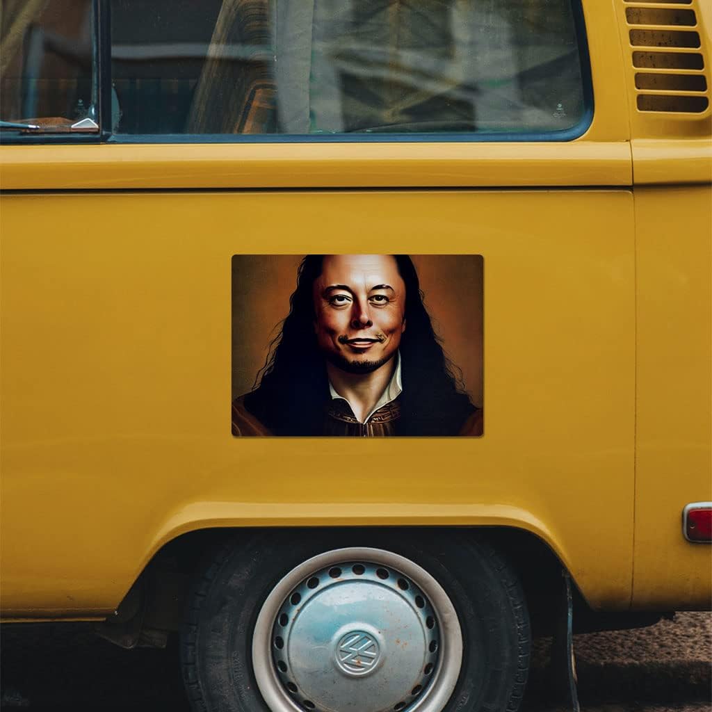 Artwork Car Magnet 2 PCS - Renaissance Car Magnet - Elon Musk Face Sticker