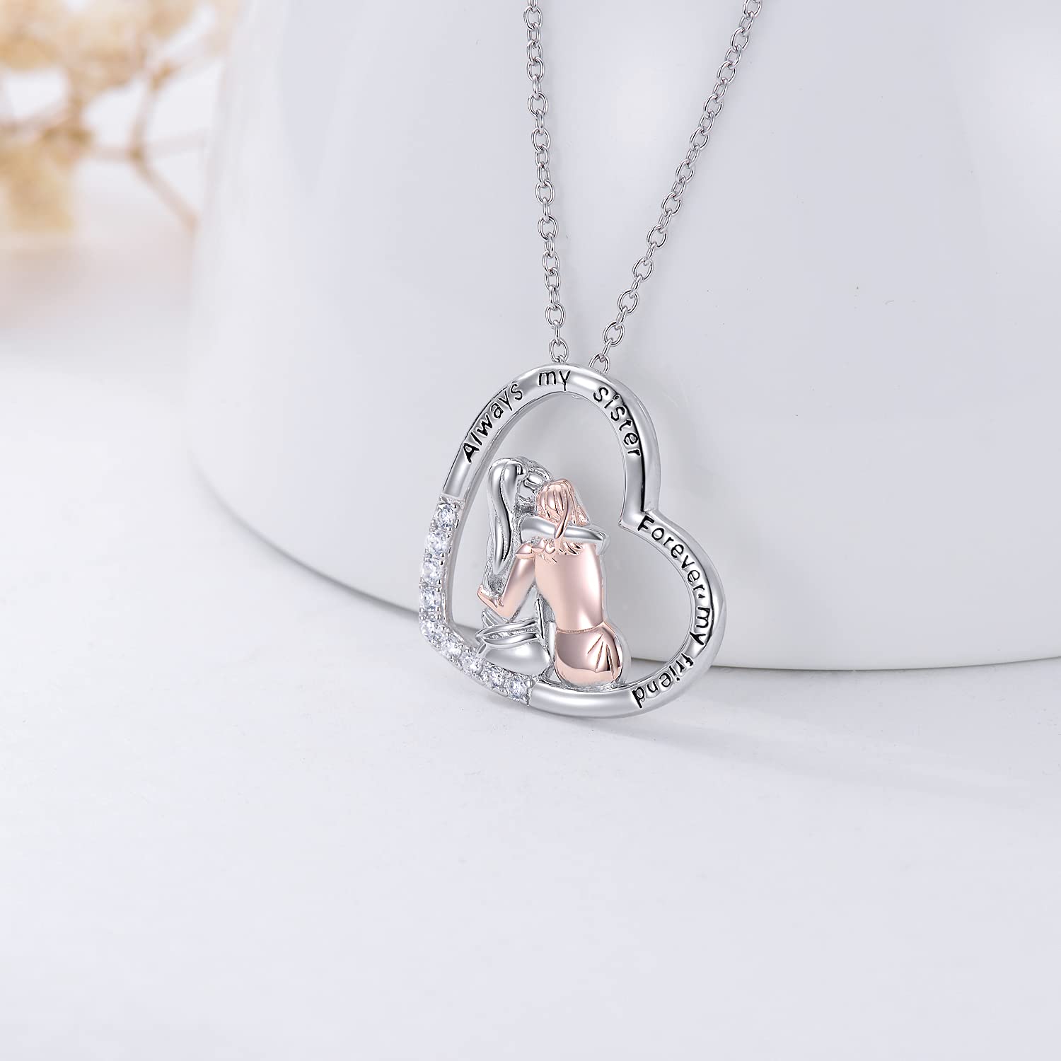 TOUPOP Geschenk für Schwestern 925 Sterling Silber Schwester Kette 2/3 Schwestern Anhänger Schmuck für Schwester Mama Damen Freundin Tochter Geburtstag Weihnachtstag
