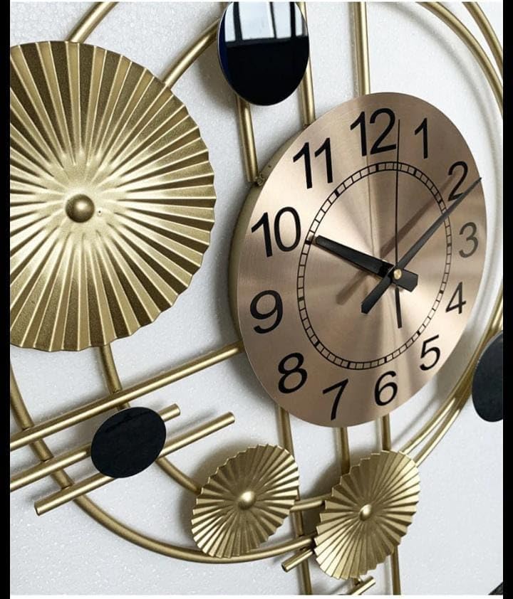 Image of Aesthetic Room Decor Antique Metal Wall Clock for Bedroom & Living Room | Decorative Hanging Wall Watch for Home, Office & Hall | Luxury Designer Wall Decor Items | 32 x 20 inch