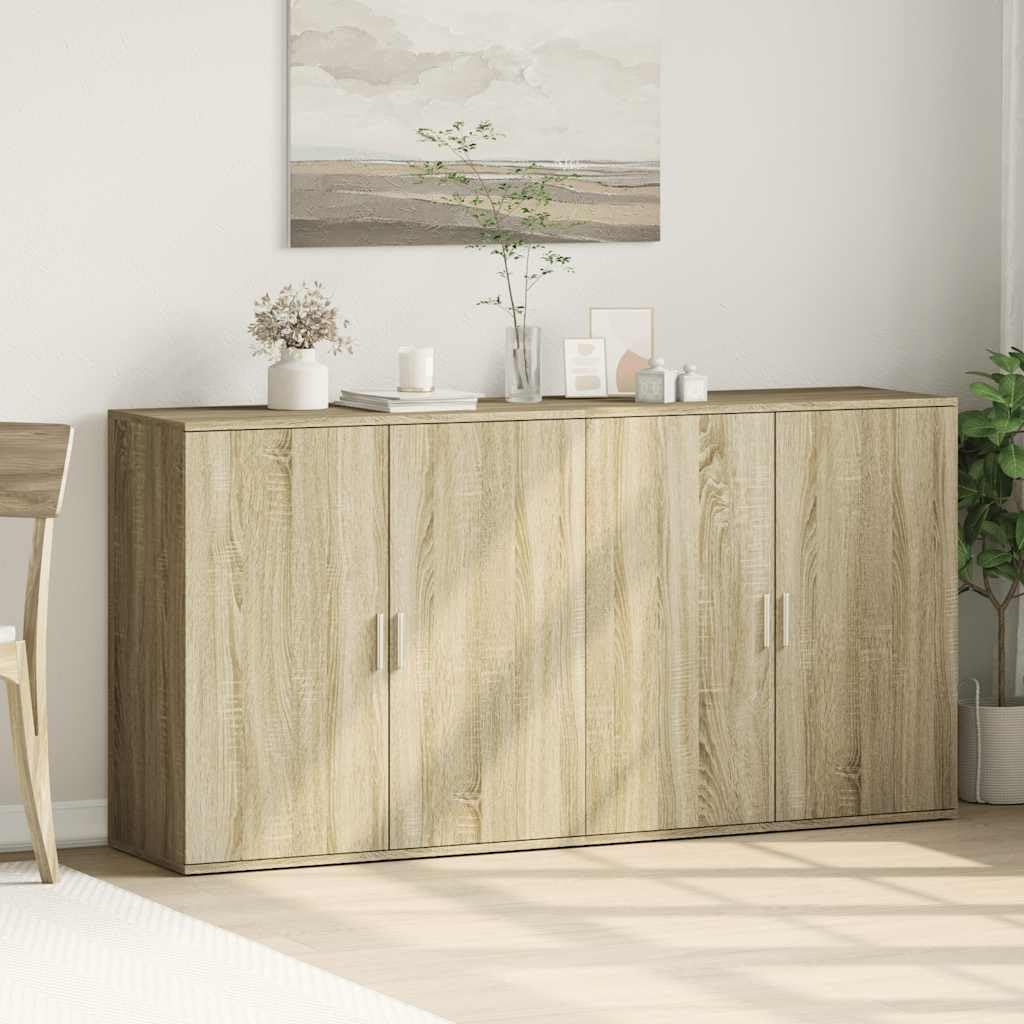 Kredensy, 2 sztuki, dąb Sonoma 79 x 38 x 80 cm, materiał drewnopochodny, meble do salonu, z miejscem do przechowywania, do korytarza, jadalni i sypialni, wytrzymałe i trwałe