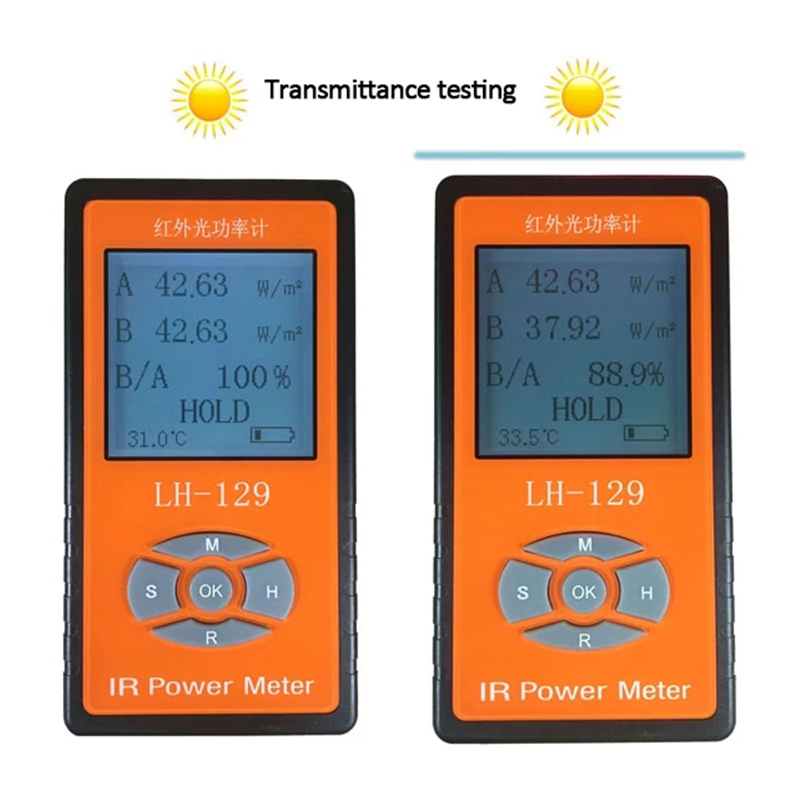 Medidor de luz Digital, Medidor UV De Potencia IR, Radiómetro Infrarrojo, Luz, Probador Transmitancia Película Solar para Vidrio Automotriz,fácil de Llevar