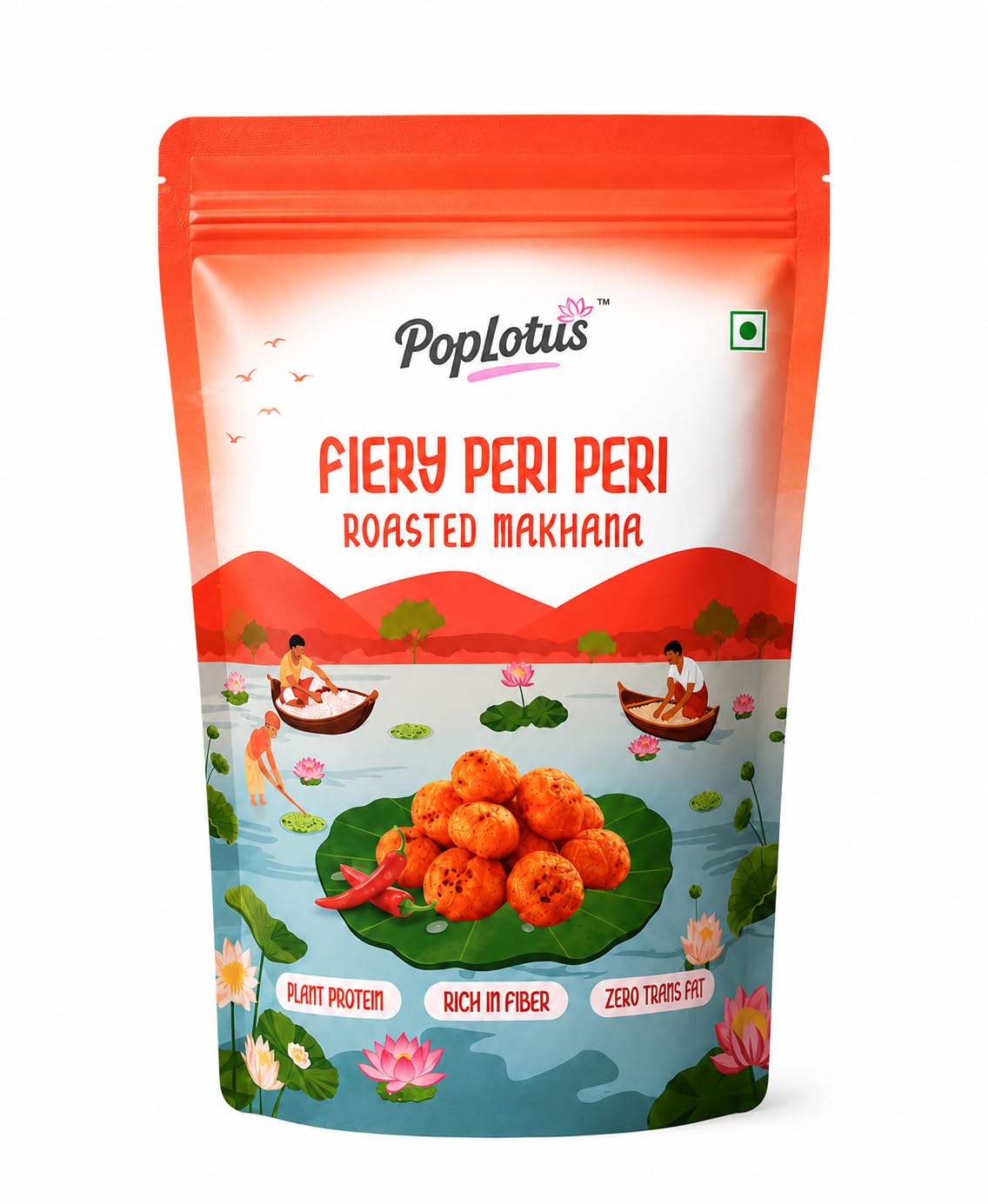 POPLOTUS Fiery Peri Peri Roasted Makhana 65g | Crunchy Fox Nuts Snack | No Palm Oil | Peri Peri Seasoning | Rich in Protein & Fiber | Zero Trans Fat | Tea Time Snack Pack-image-15